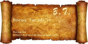 Boros Tarján névjegykártya